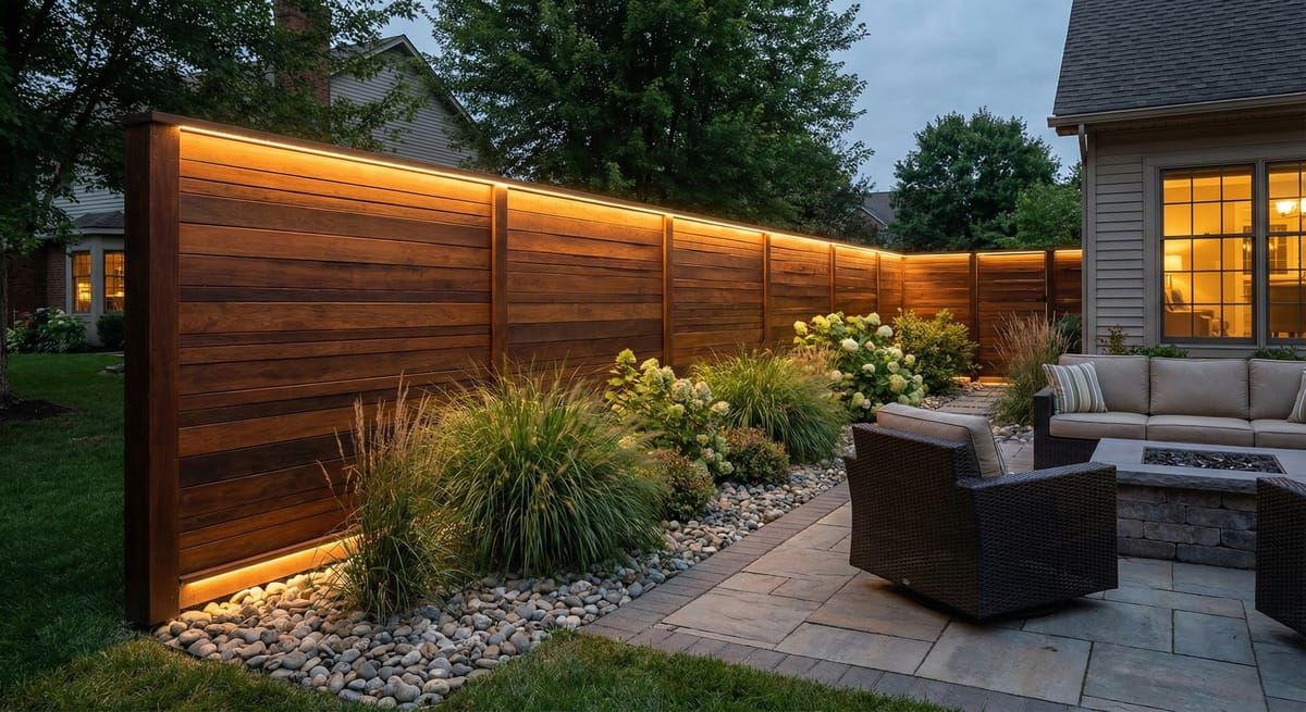 Modern privacy fence creating backyard sanctuary in Columbus