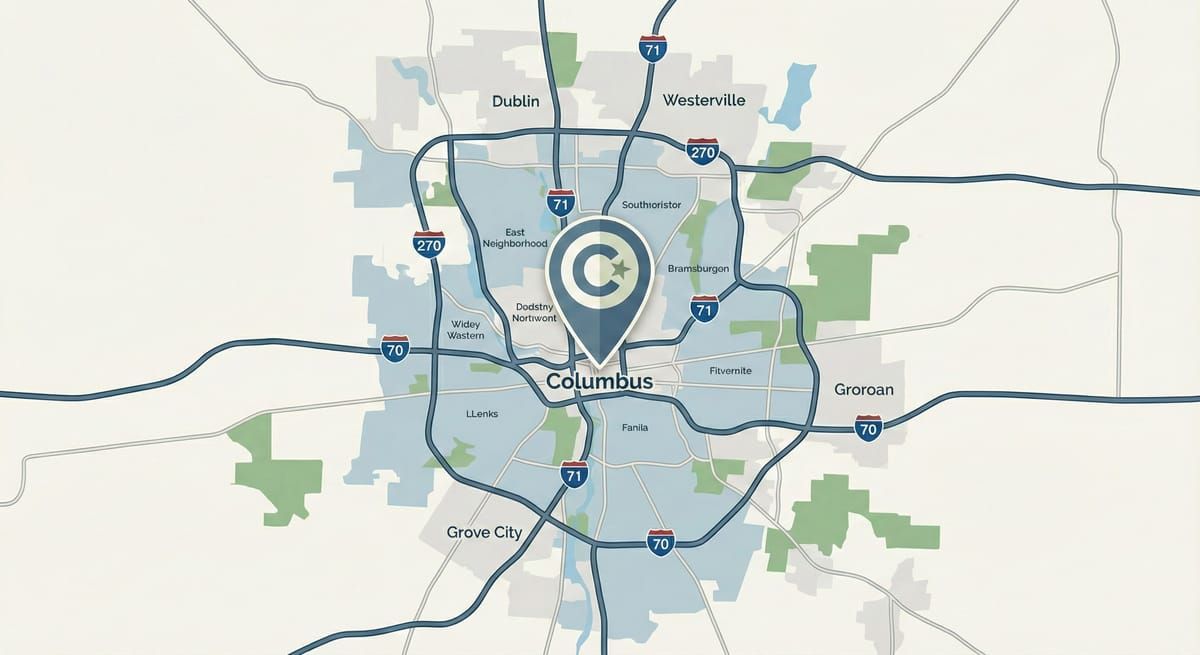 Columbus, OH service area map
